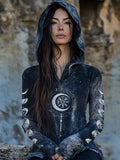 Viking Vegvisir Moon Phase Mystical Handmade Hoodie