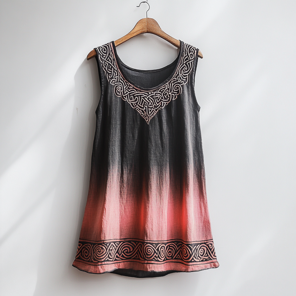 Women's Viking Celtic Knot Pattern Art Linen Sleeveless Top
