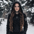 Women's Viking Style Knitted Jacquard Hooded Sweater