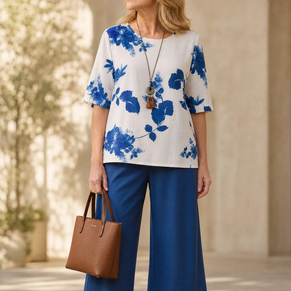 Avery – Women's Floral Top & Wide-Leg Pants Set