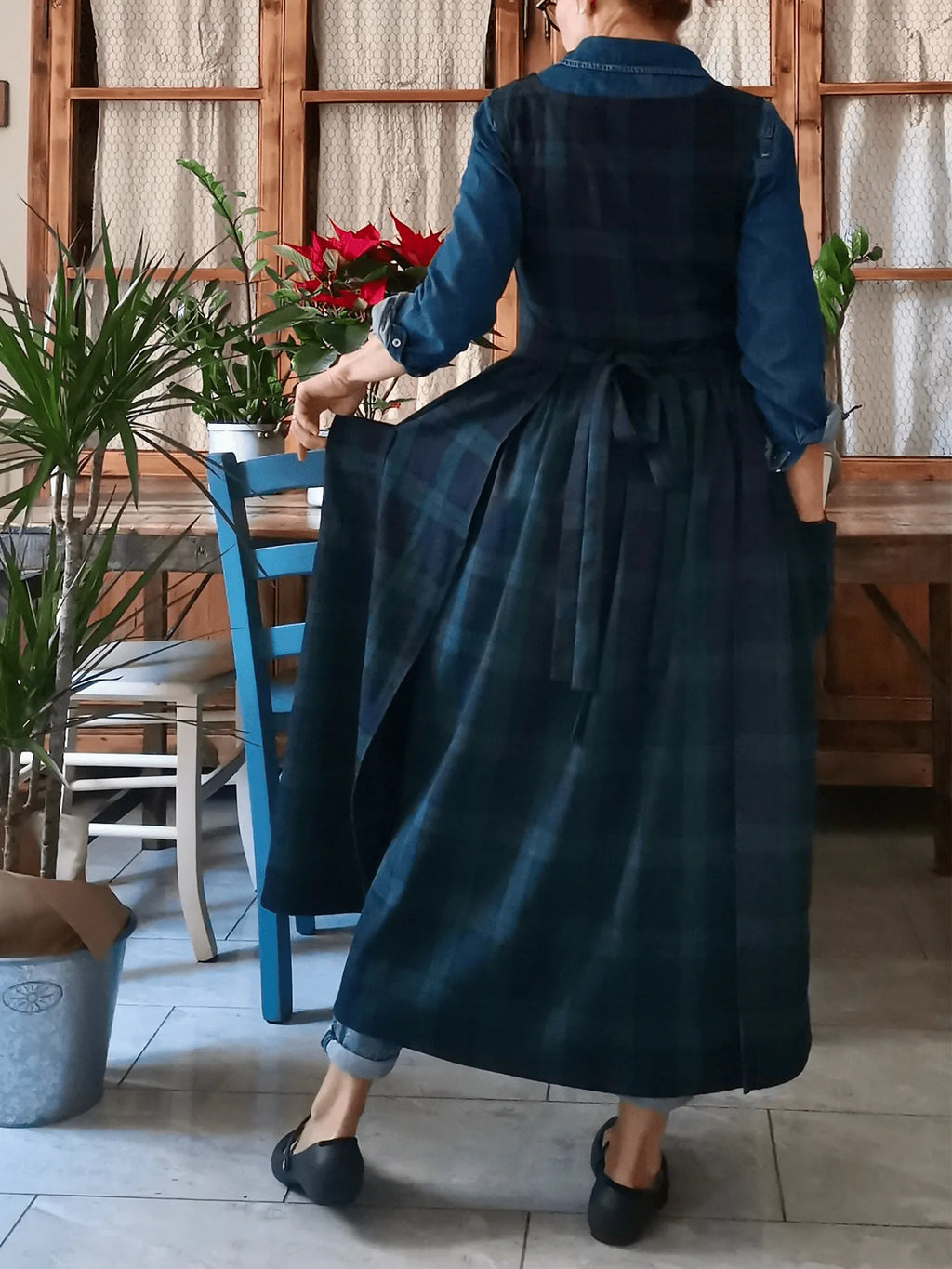 Green and Blue Tartan Apron