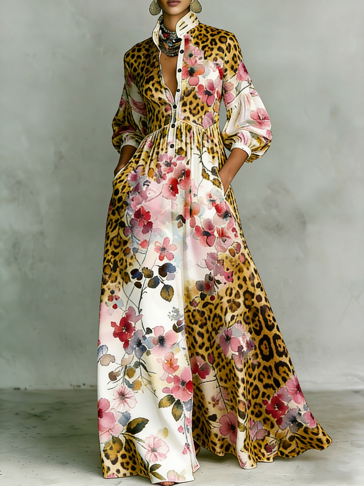 Women's Printed Elegant Romantic Vacation Medium Sleeve Maxi Dress