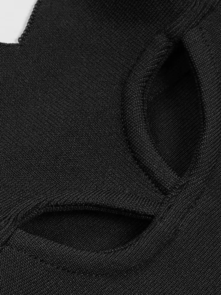 Halter Cut Out Bustier Maxi Dress Black