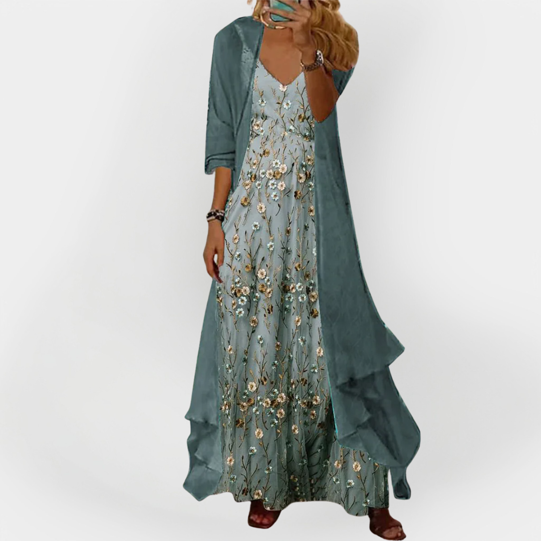 Maxi Dress with Cardigan (Set of 2 Pieces)