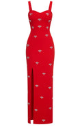 Crystal Detail Maxi Dress Red