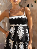 Exquisite Ethnic Floral Contrast Print Tank Top