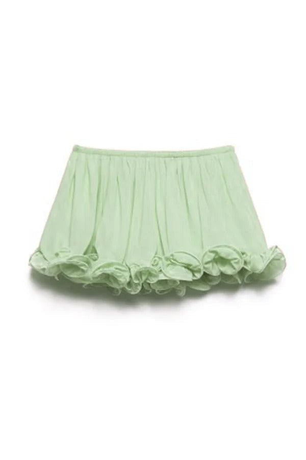 Delicate Romantic Drama Chiffon Wavy Ruffles Elastic Waist Loose Shorts