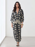 Casual Abstract Plaid Print Kimono Sleeve Maxi Dress