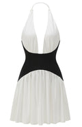 Halter Structured A Line Dress Black White