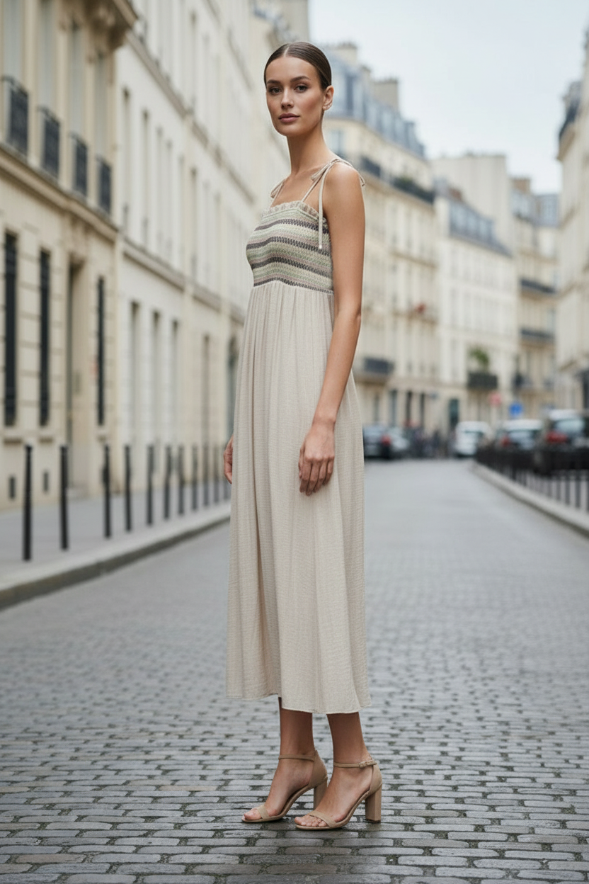 Multi-Color Smocking Maxi Dress