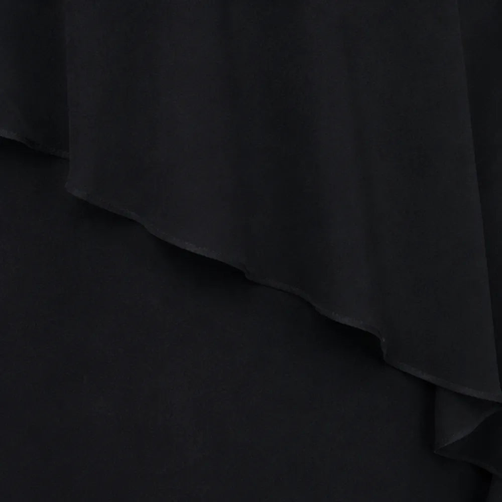 Velora – Rhinestone Look V-Neck Chiffon Like Cape Midi Dress