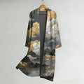 Men's Retro Japanese Landscape Print Linen Long Kimono