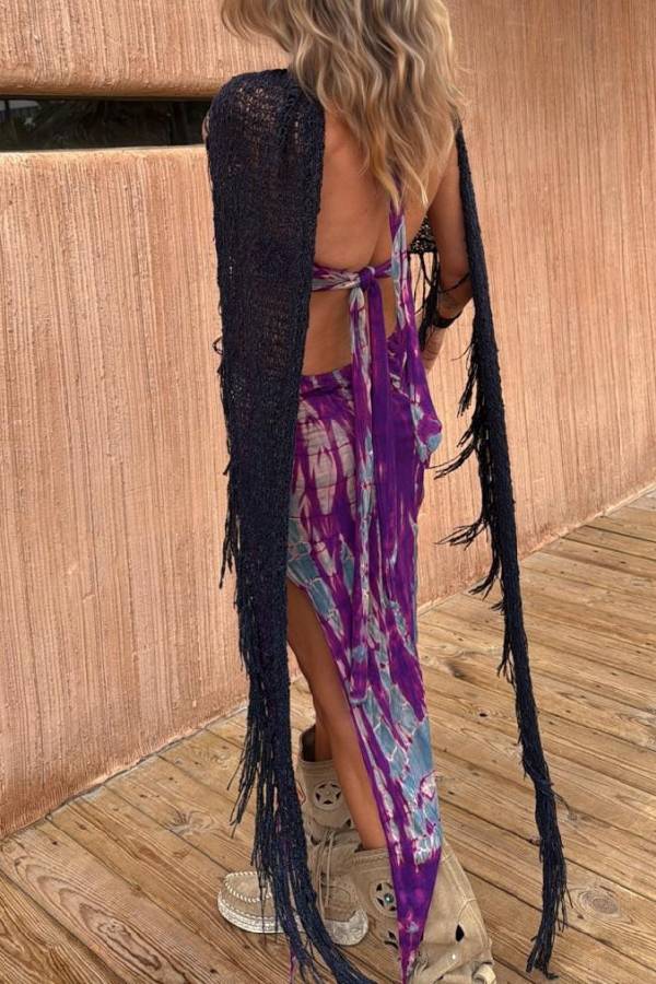 LOAN short ring dress, fuchsia tie