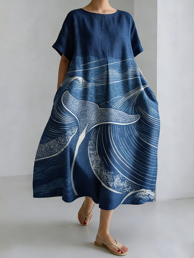 Women's Japanese-style Ocean Print Casual Dress