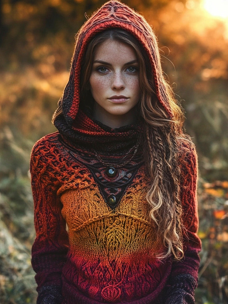 Viking Tribe Knit Women's Hooded Sweater