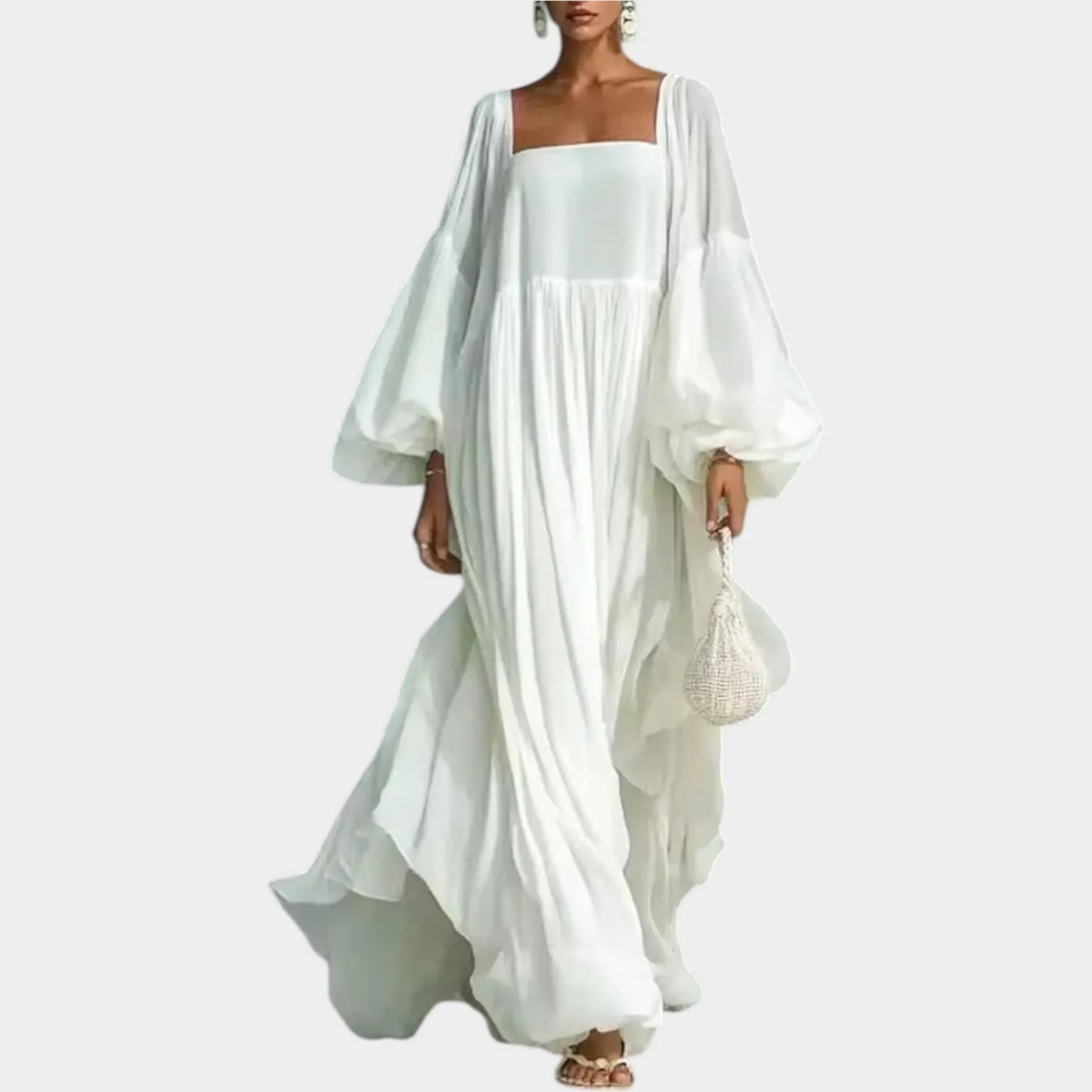 Flowy BalloonâSleeve Maxi Dress
