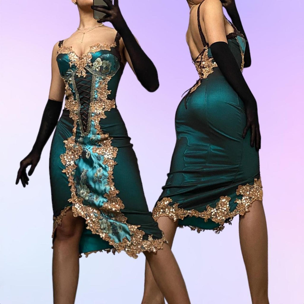 & Other Stories Women's Blue and Gold Dress