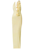 Halter Floral Maxi Dress Yellow