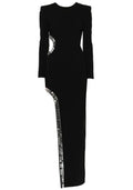 Long Sleeve Mirrored Detail Maxi Dress Black
