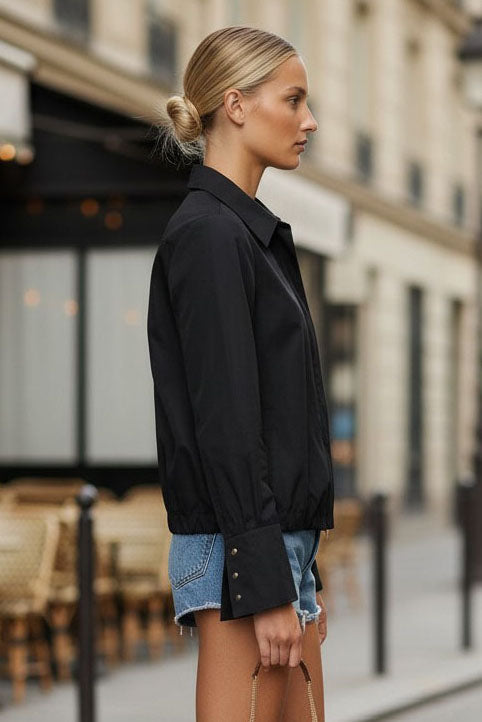 FRONT ZIP BELL CUFFS BLOUSE