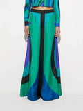 Unique Rainbow Print High-Waisted Wide-Leg Pants