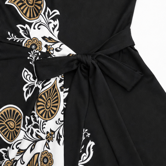 Marveline – Paisley A-Line Midi Dress with Tie Waist