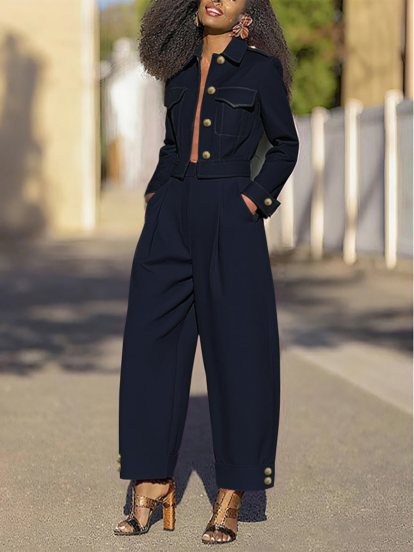 Long Sleeves Split-Joint Lapel Jackets&Coats Outerwear