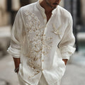 Men's Japanese-style Floral Art Linen Blend Shirt