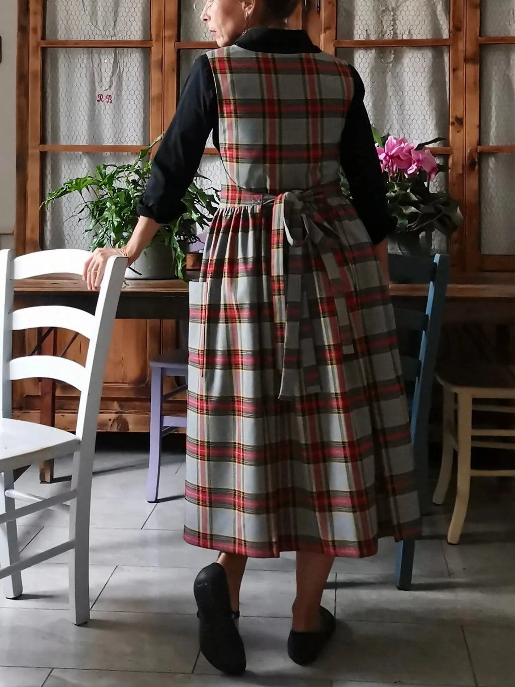 Grey and Red Tartan Apron