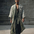 Men's Japanese Bamboo Art Flowy Linen Long Kimono