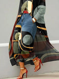 Women's Retro Geometric Art Print Casual Loose Wide-leg Denim Pants