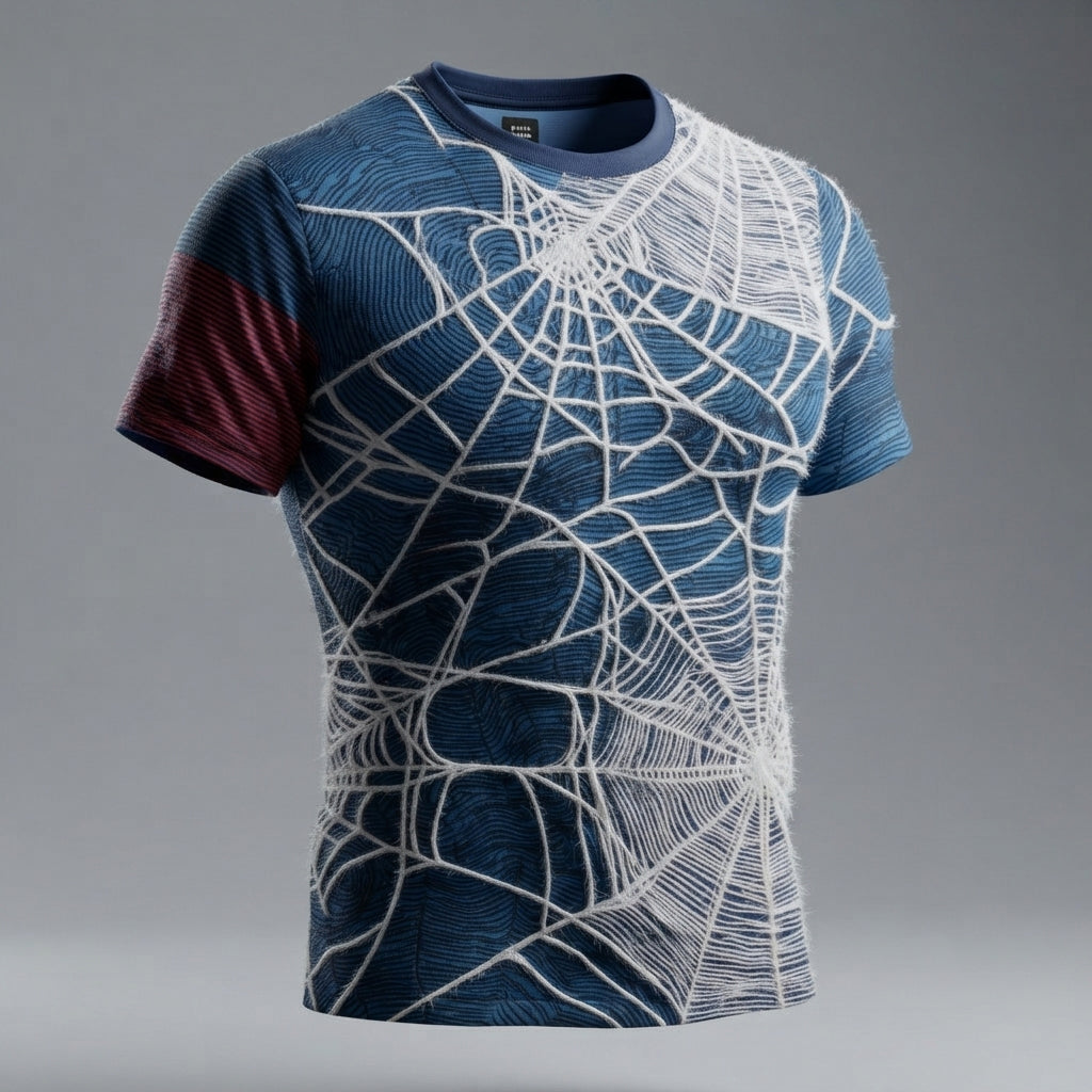 Men's Retro Spiderweb Art Pattern Casual T-shirt