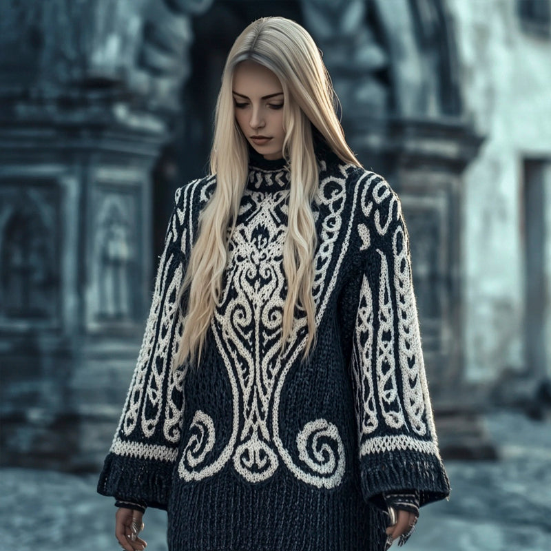 Viking Tribe Totem Women's Crew Neck Long Sweater