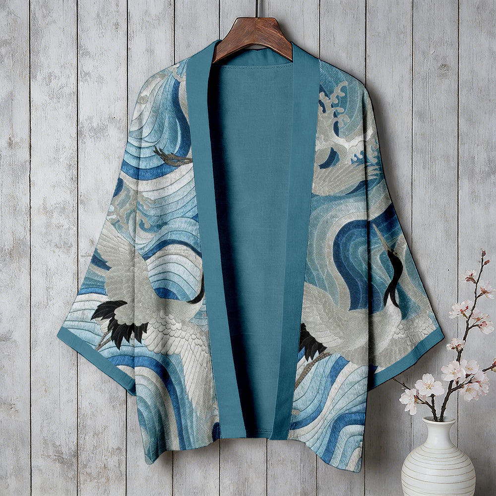 Vintage Japanese Cherry Blossom Art Linen Kimono