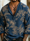 Men's Plant Embroidery Design Spring And Summer Casual Line Shirt