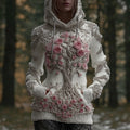 Women's Viking Style Tree Of Life Beaded Beige Fashionable Hooded Sweater
