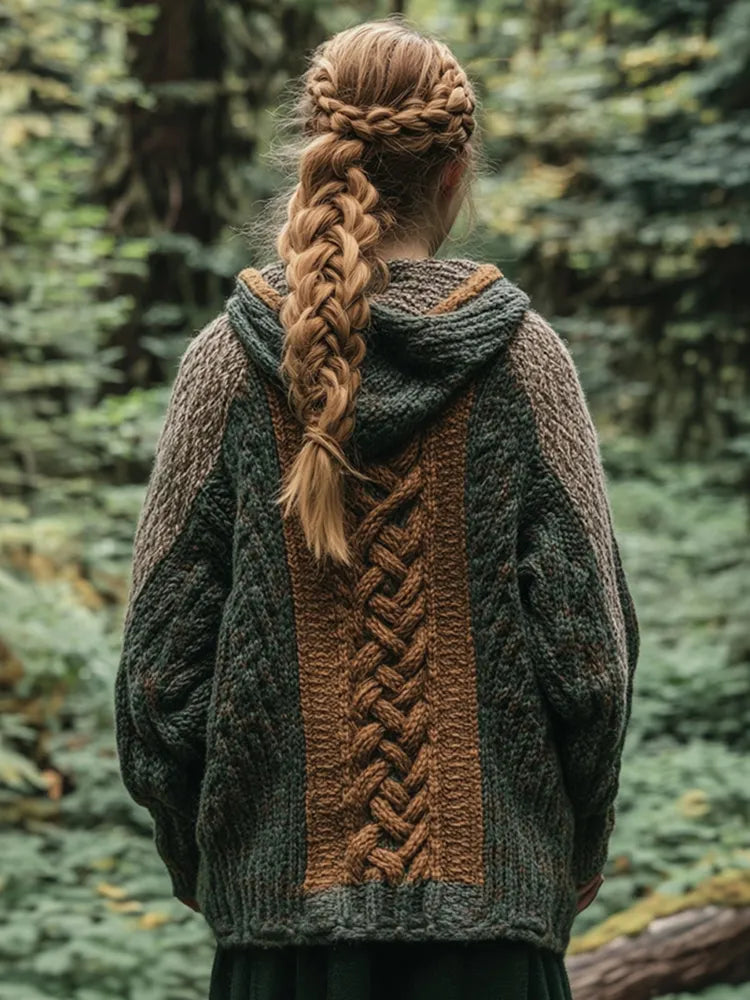 Vintage Celtic Gradient Chunky Hooded Cardigan