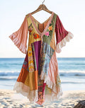 Vintage Summer Print Patchwork Dress 0be0
