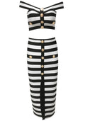 Bardot Stripes Two Piece Midi Dress Black White