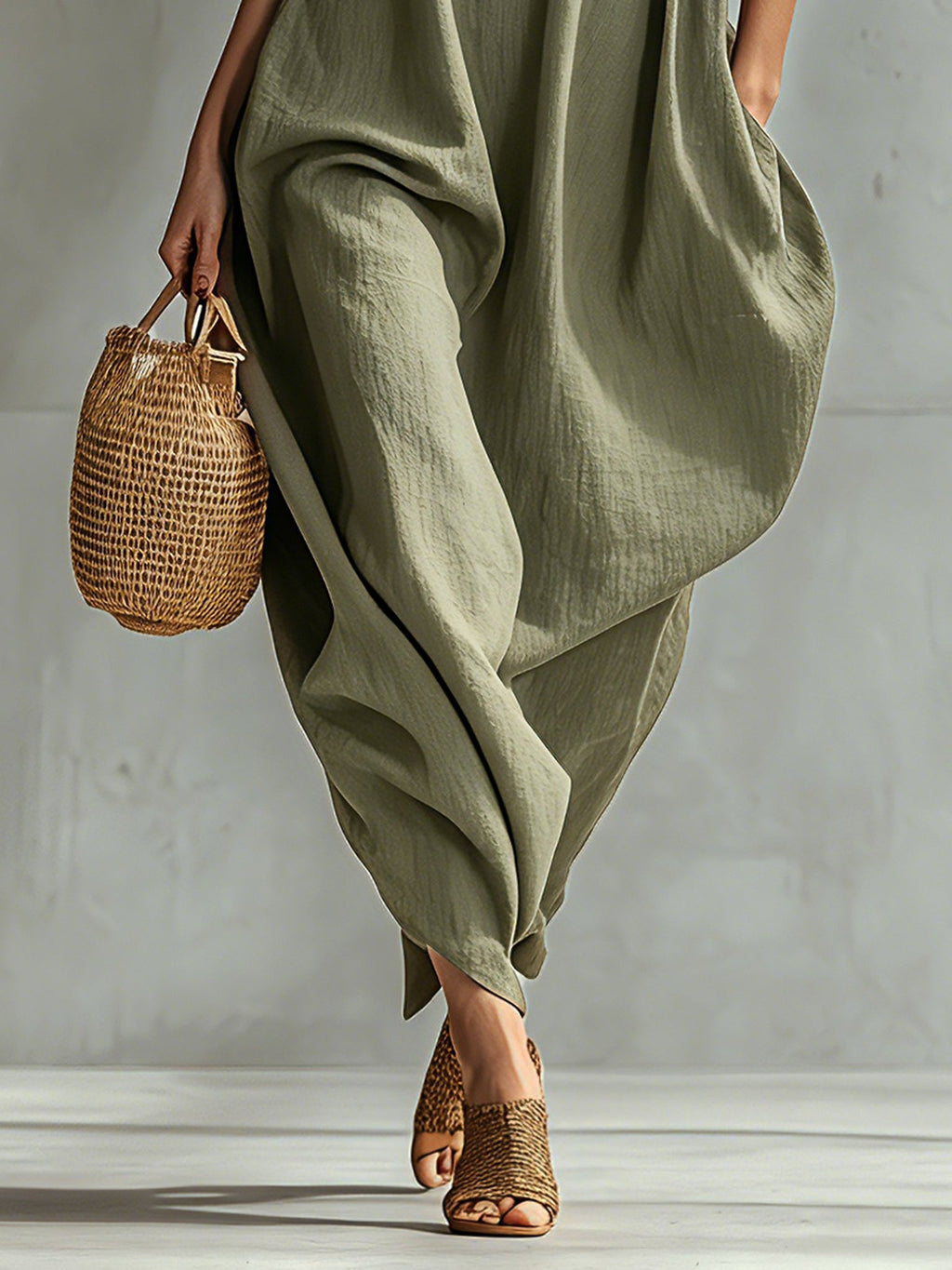 Olive Relaxed O-Line Maxi Dress