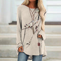 Japanese Art Sakura Print Casual Tunic