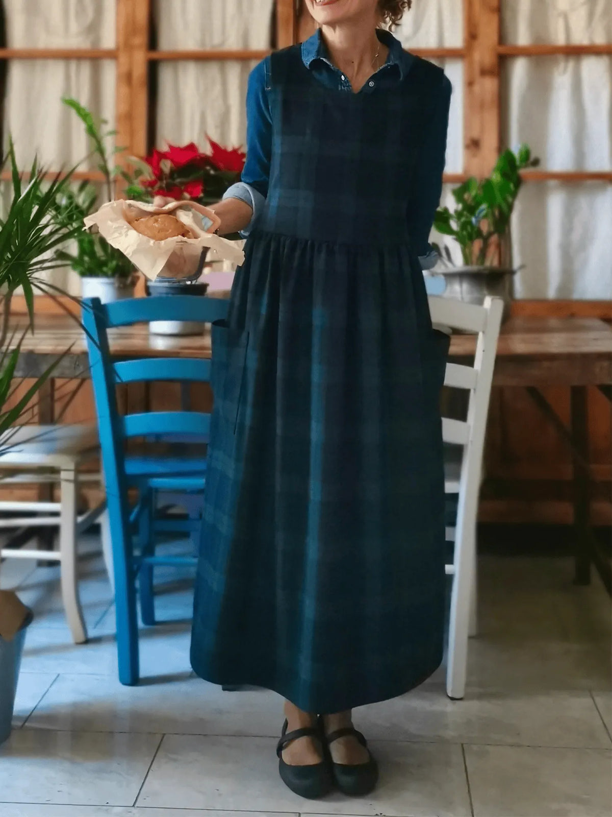 Green and Blue Tartan Apron