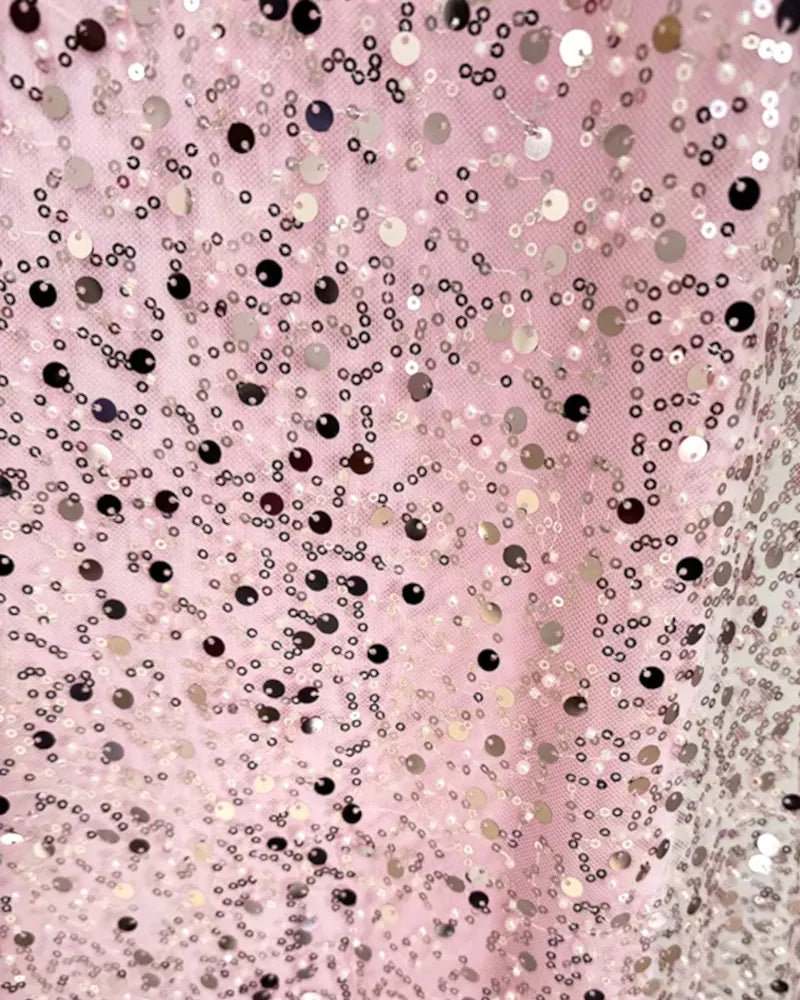 Sequin Bardot Maxi Dress Pink