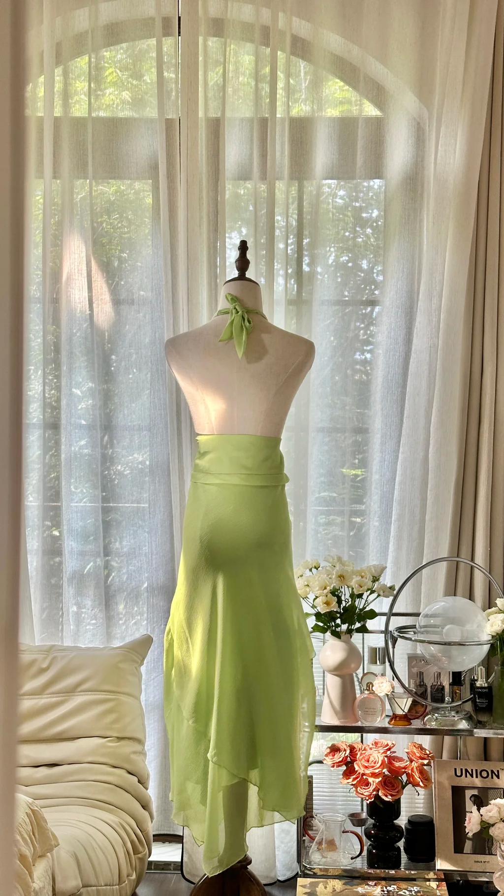 Lit Green Shiny Fashion Elegant Exquisite Beading Long Chiffon Fairy Ball Gown Evening Dress Birthday/Wedding Guest/Holiday Party Dress Prom Dress Valentine's Day Date Dress 4038