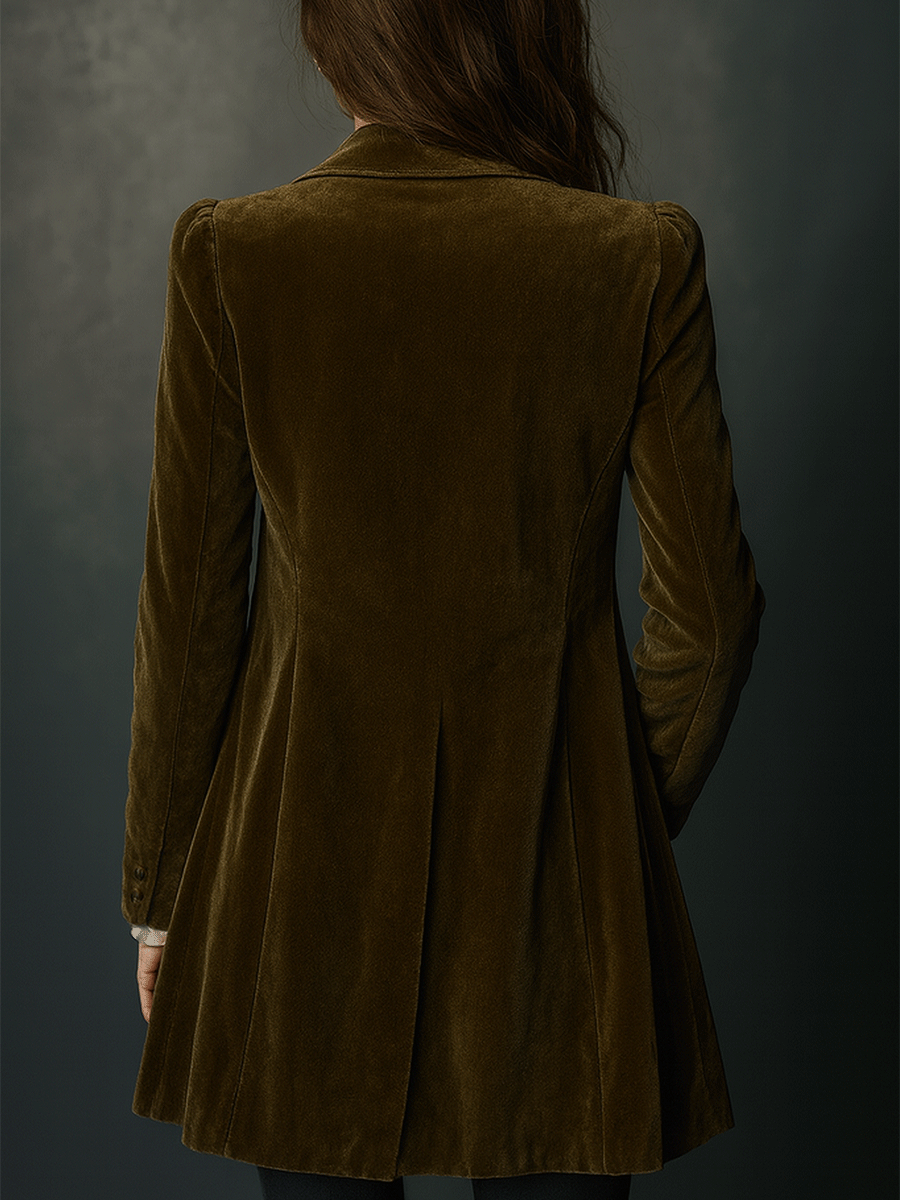 Vintage Romantic Bohe Olive Velvet Embroidered Coat