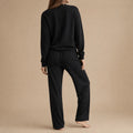 Veluna – Soft V-Neck Lounge Set with Wide Leg Pants