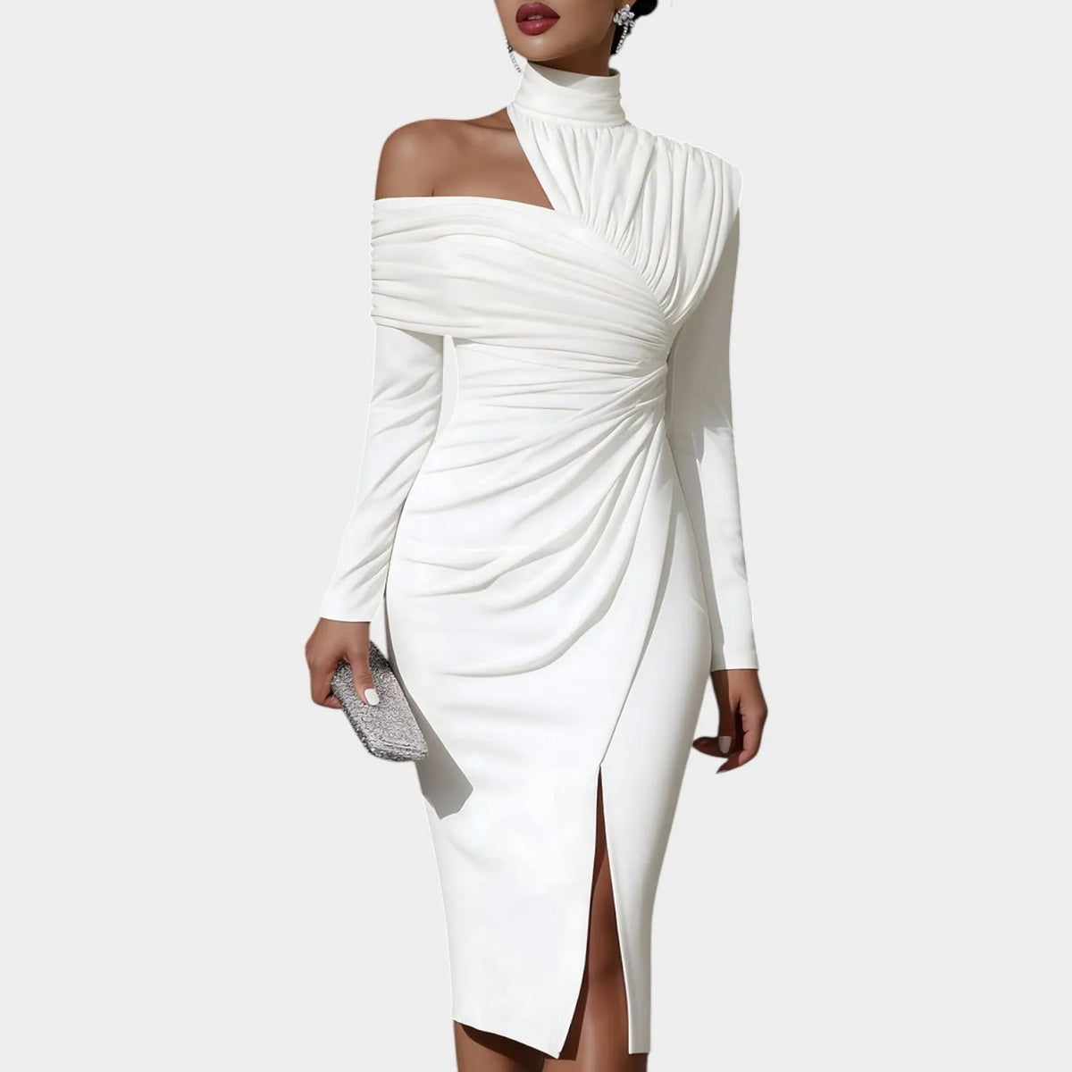 Sculpted Off-Shoulder Elegance Dress