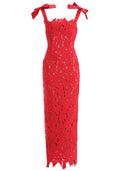 Crochet Maxi Dress Red