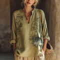 Women's Lazy Cat Under The Bamboo Print Comfy Top