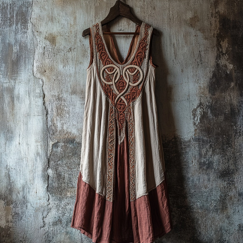Tribal Celtic Knot Lace Art Linen Tank Dress